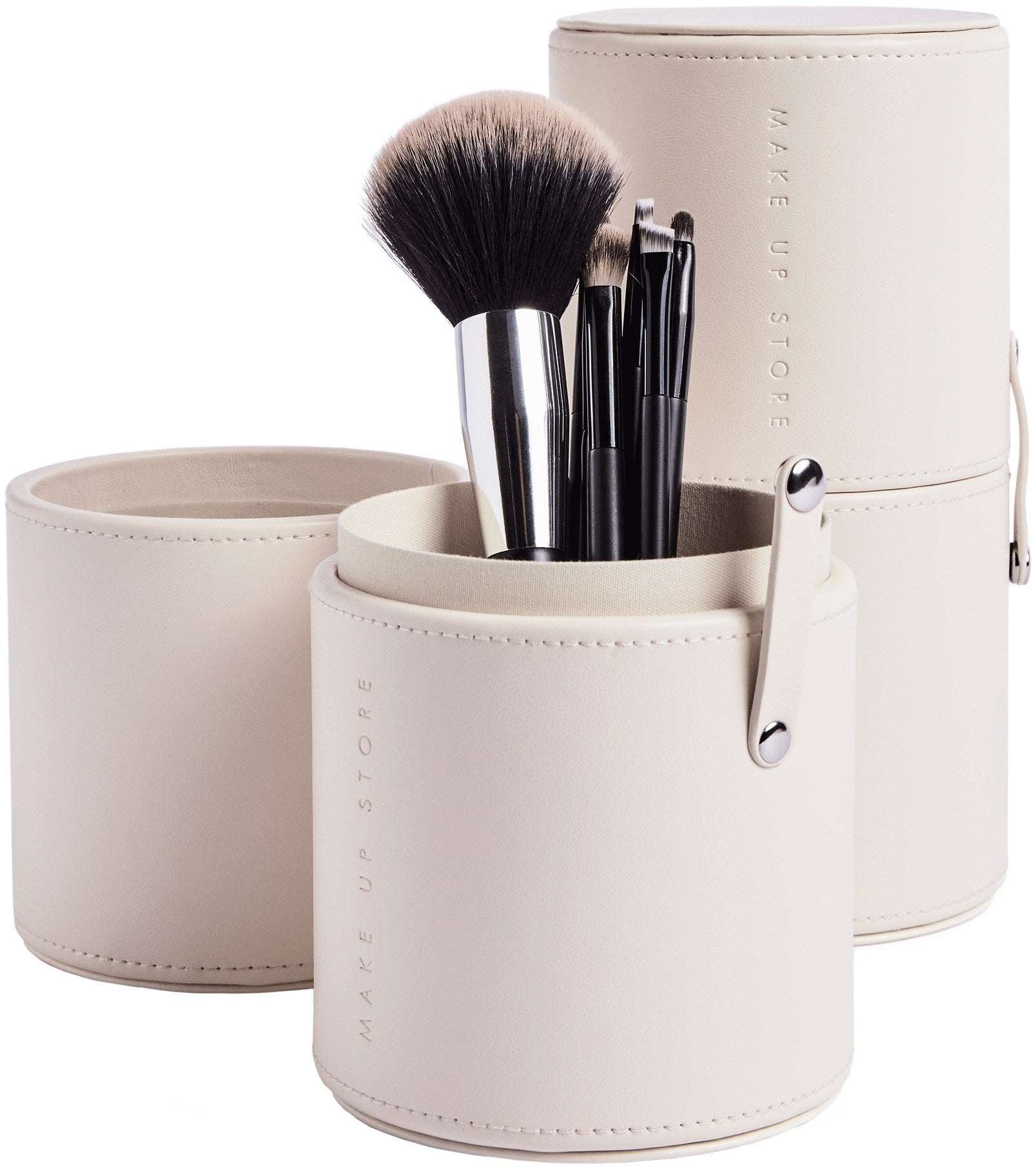 Brush Holder Case - beige PU leather