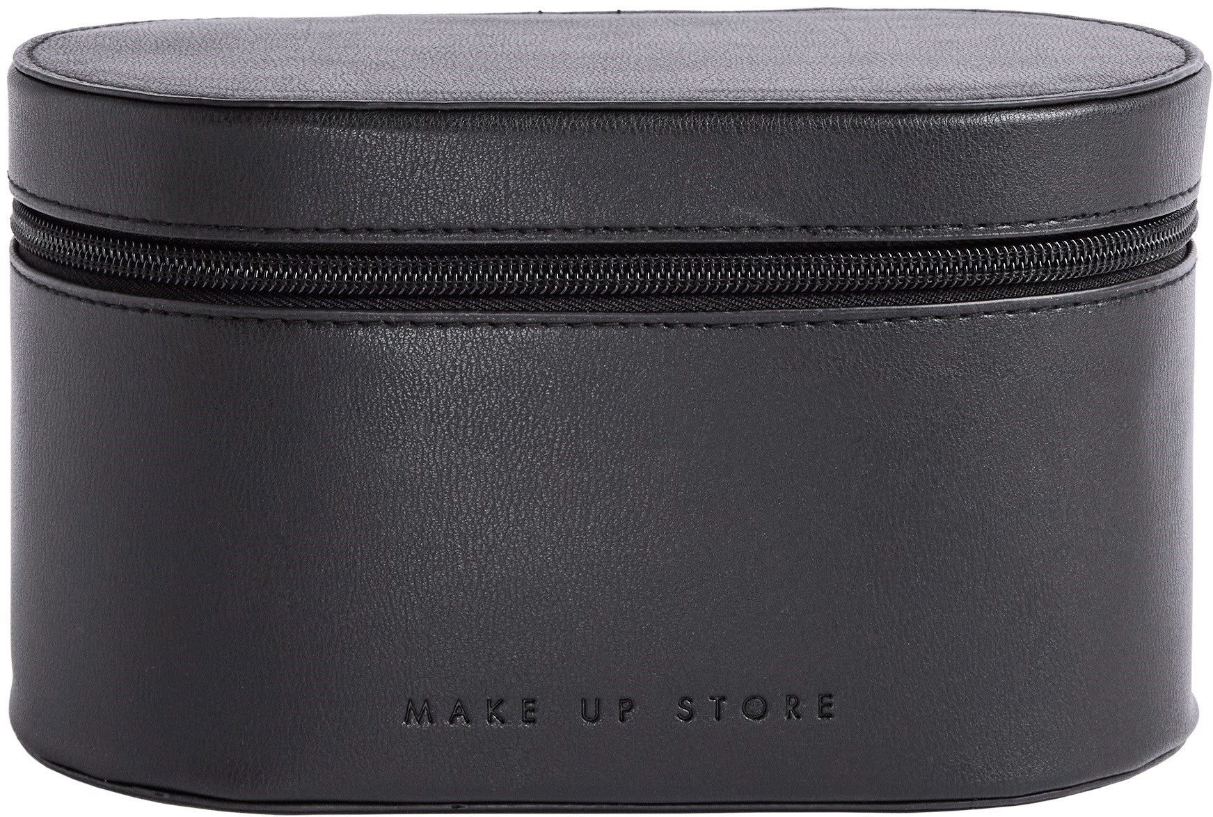 Opaque oval toiletry bag - black PU leather