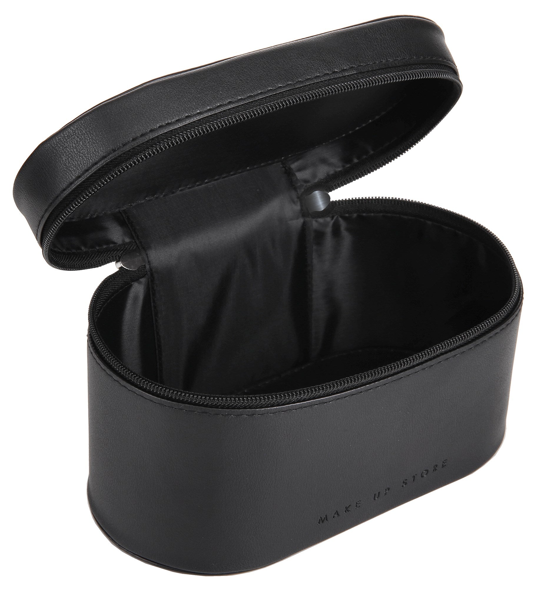 Opaque oval toiletry bag - black PU leather